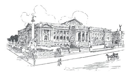 Black & white illustration of a building
